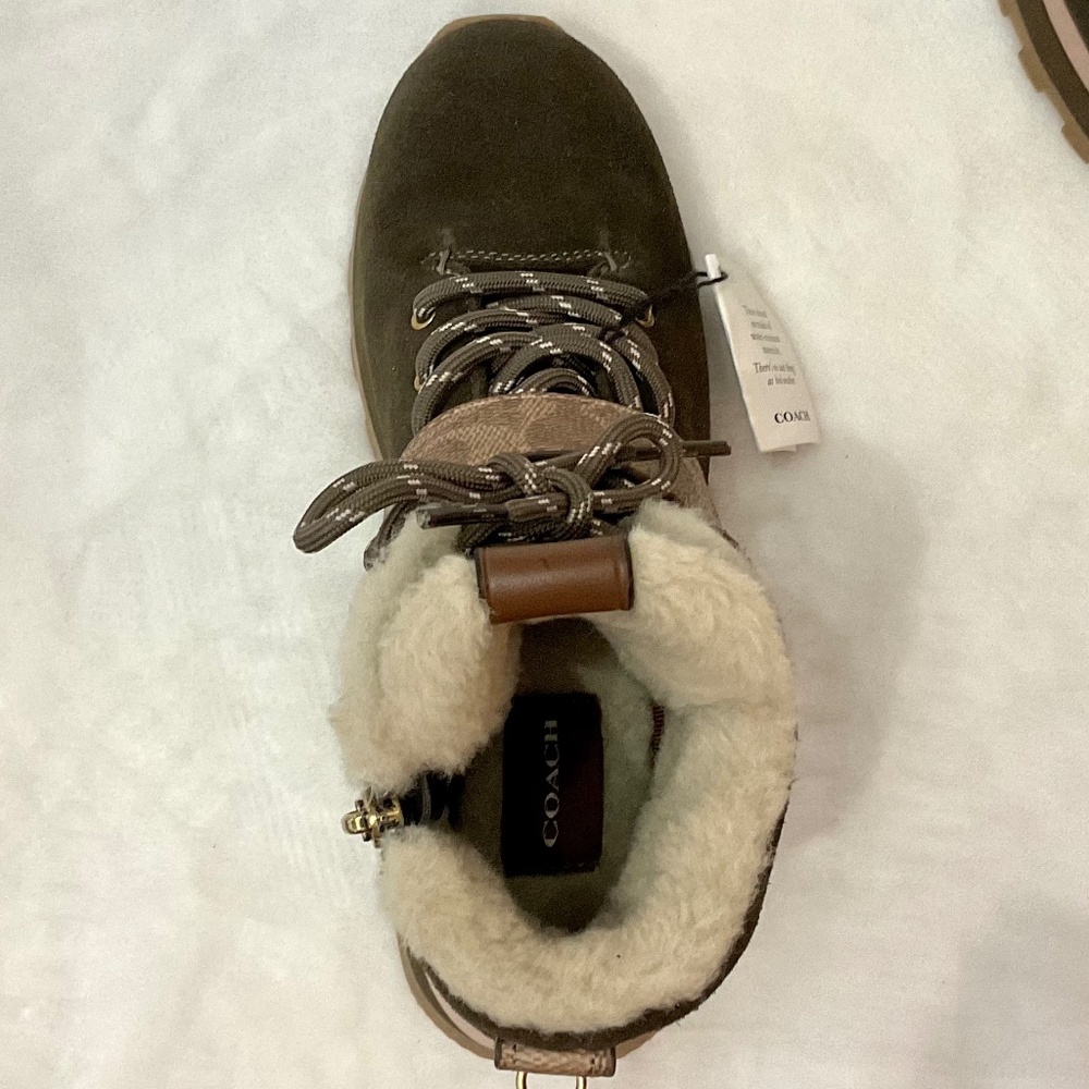 Coach Fatigue Leather  Suede and Signature Canvas Ankle Booties Sz 6B - Picture 13 of 14